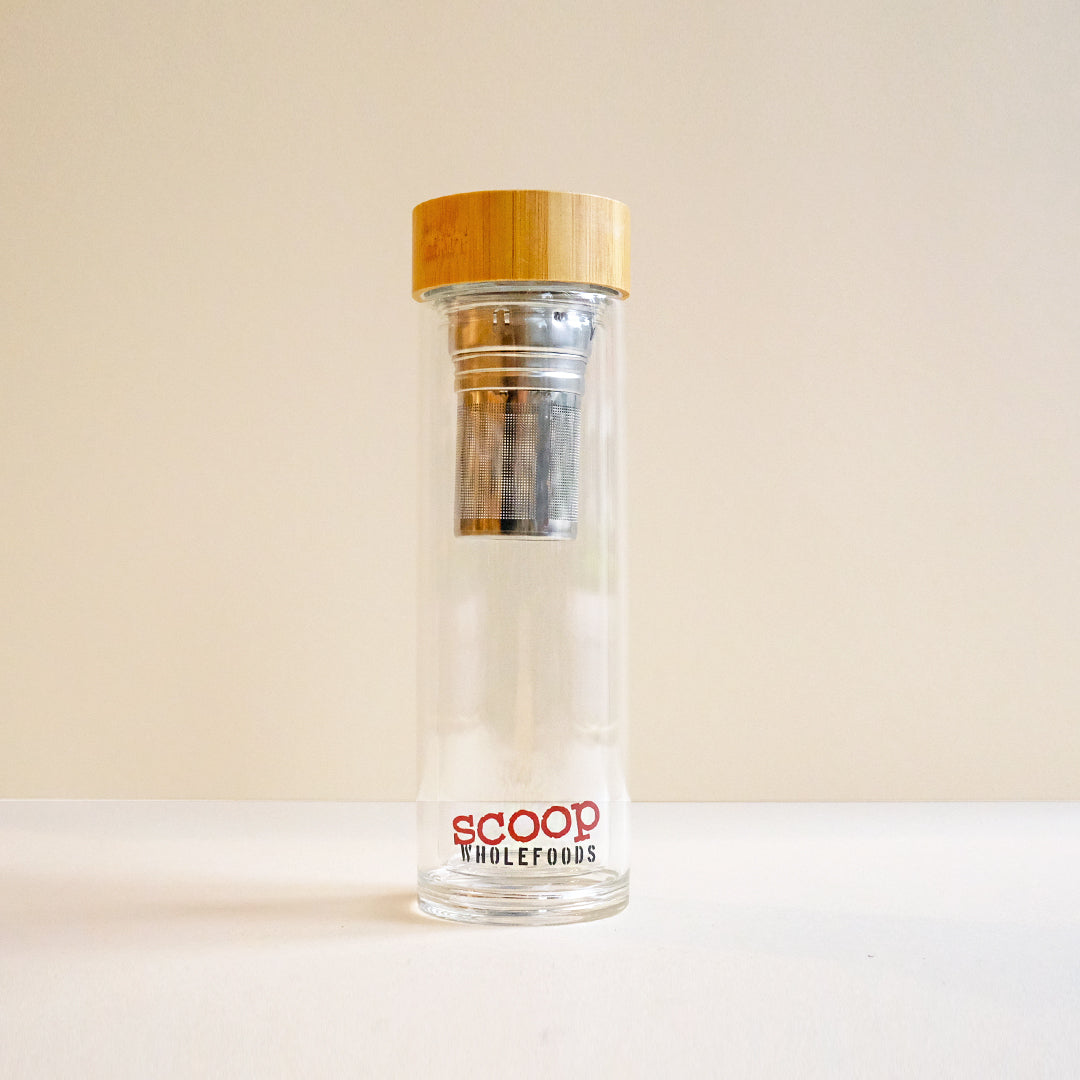 Bamboo Lid Double Wall Glass Tea Bottle 450ML Kitchen And Dining