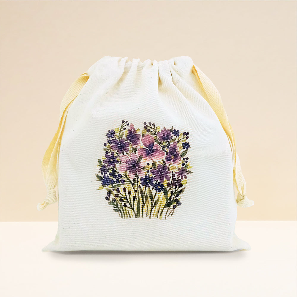 Drawstring Bag Purple Flowers Cb Kitchen And Dining