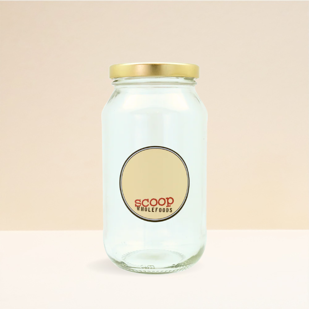Clear Glass Jar with Gold Cap 500ML Reusable Bag