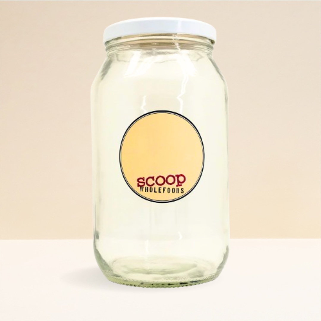 Clear Glass Jar with White Cap 2000ML Reusable Bag