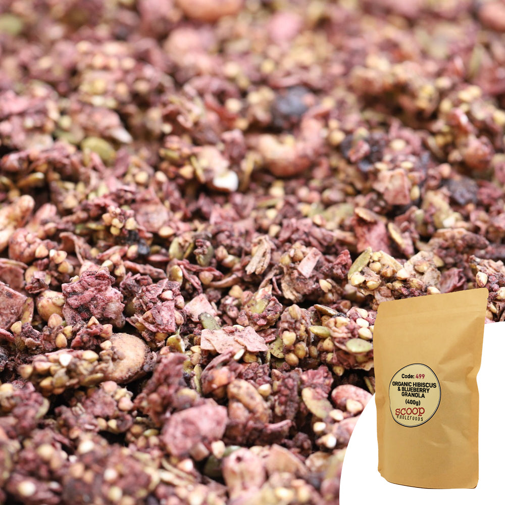 Hibiscus And Blueberry Granola Pouch 400G snacks