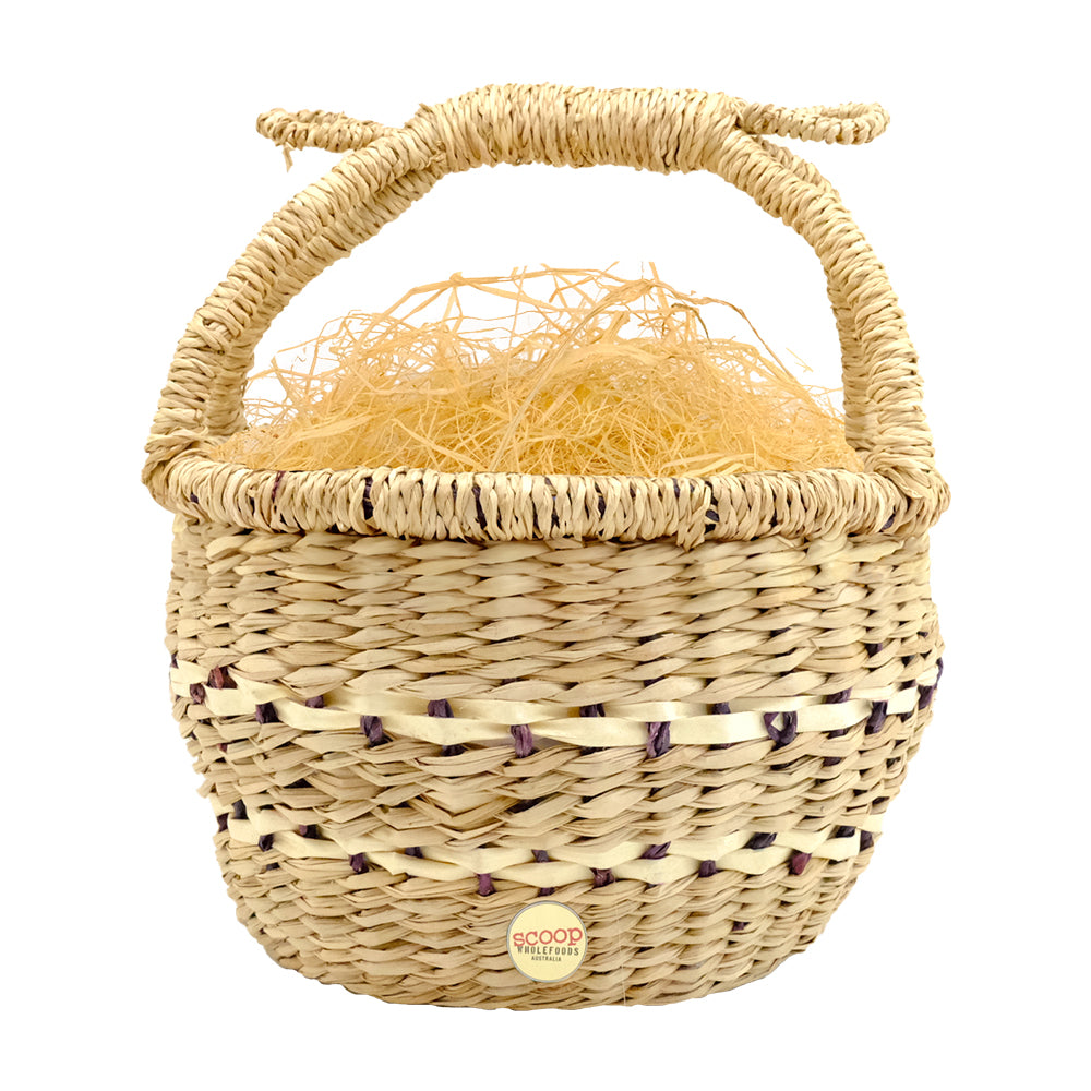 Hamper Round Black Nat S/Grass Basket Drinks And Juices