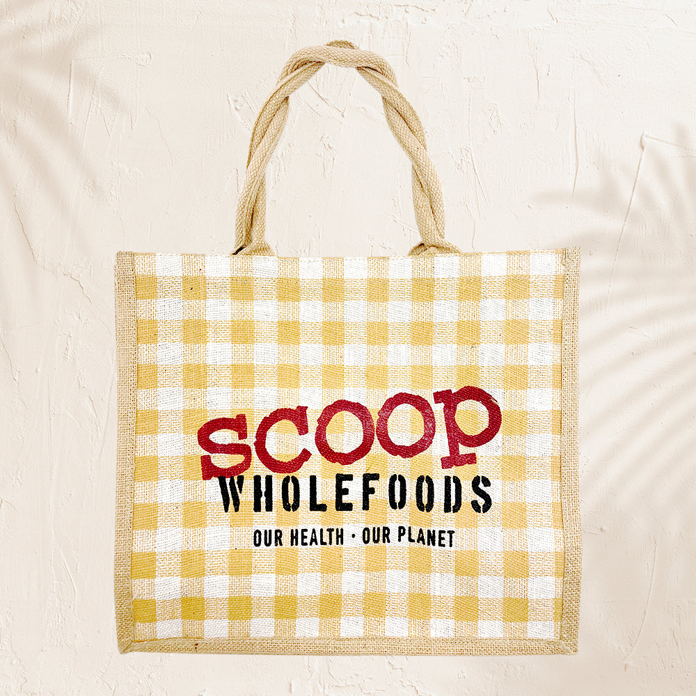 Beige Stripe Hessian Large Reusable Bag