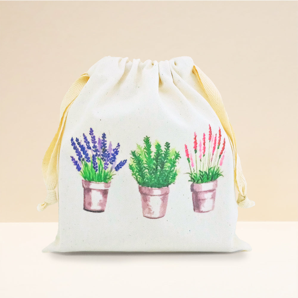 Drawstring Bag Herbs And Flowers In Pots Cb Kitchen And Dining