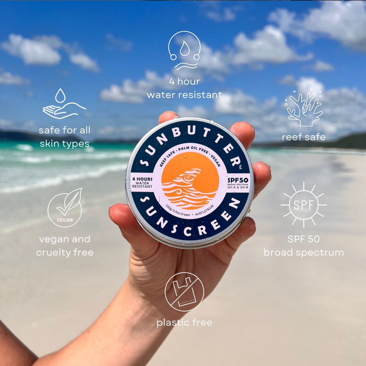 Sunbutter Spf 50 Water Resistant Reef Sa Beauty And Bath