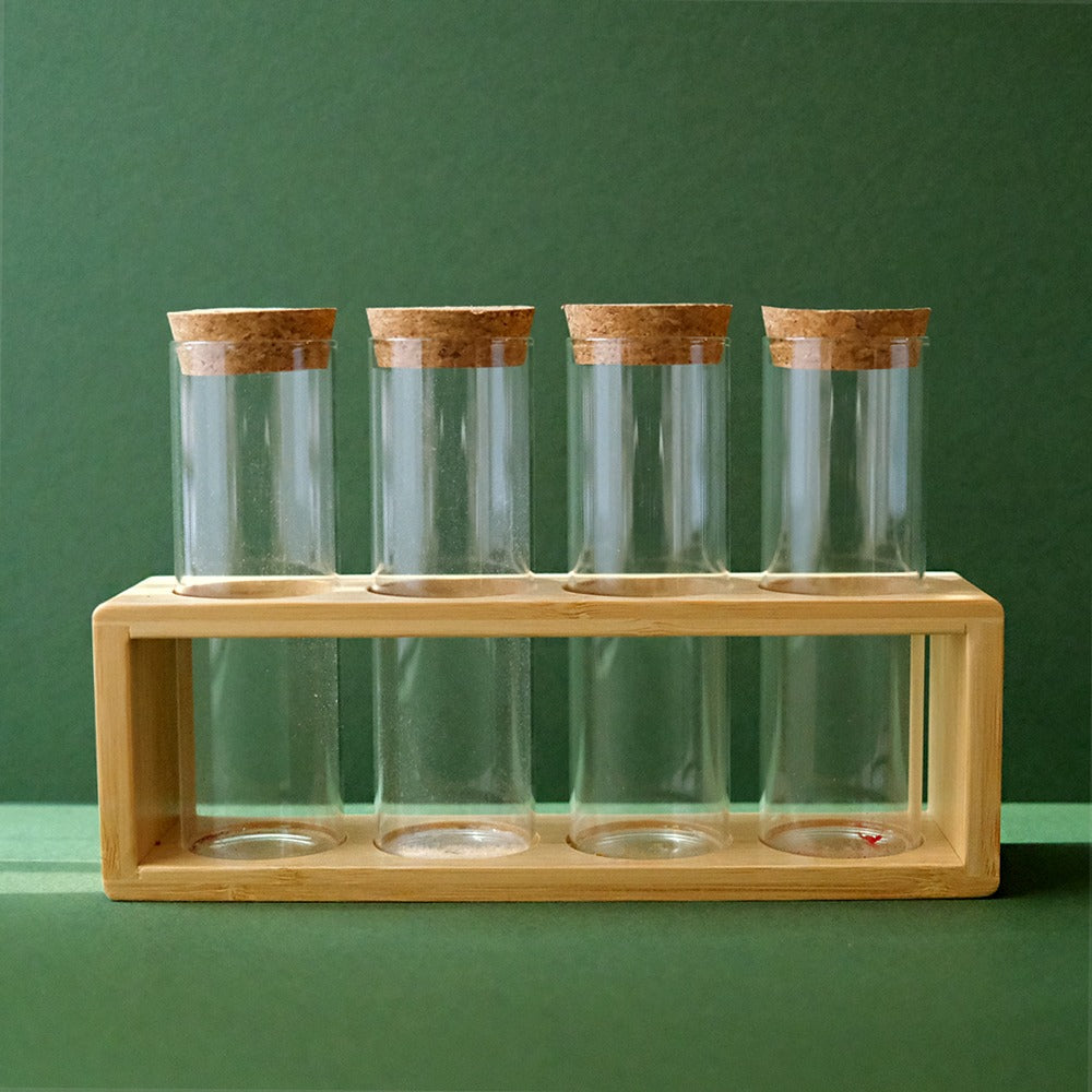4 Glass Tube 4.5Cm With Stand Kitchen And Dining