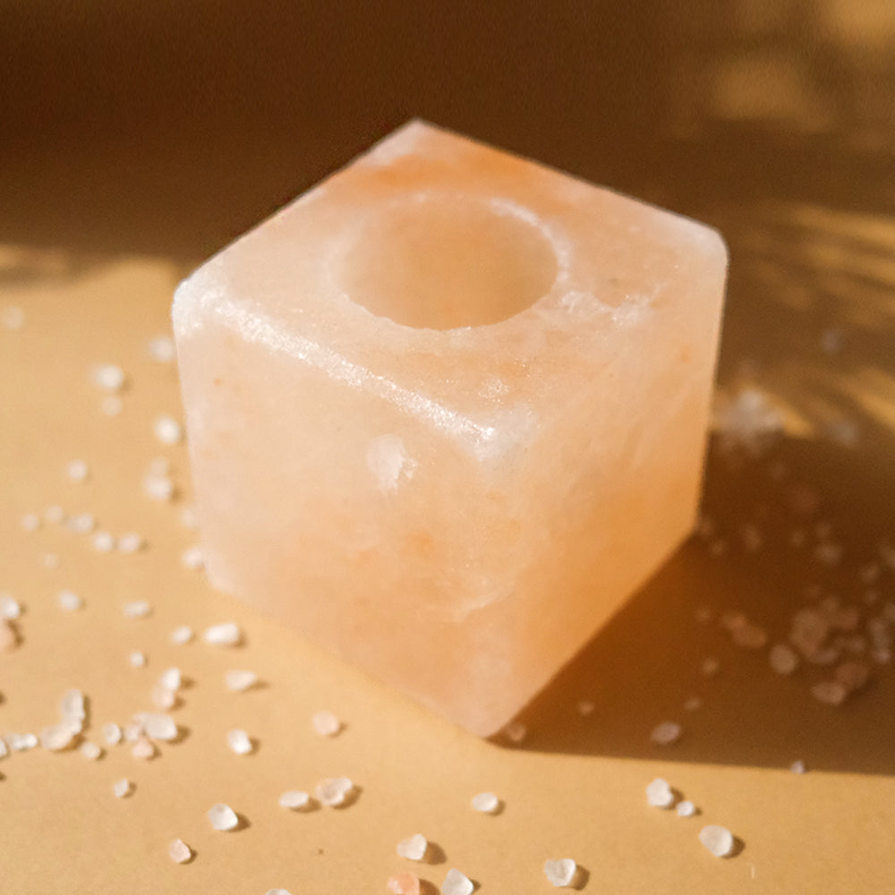 Rock Salt Candle Holder 4”X4”X4” Square Salts