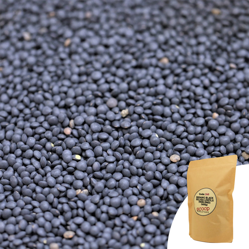 Organic Black Beluga Lentils Pouch 600G Grains And Beans