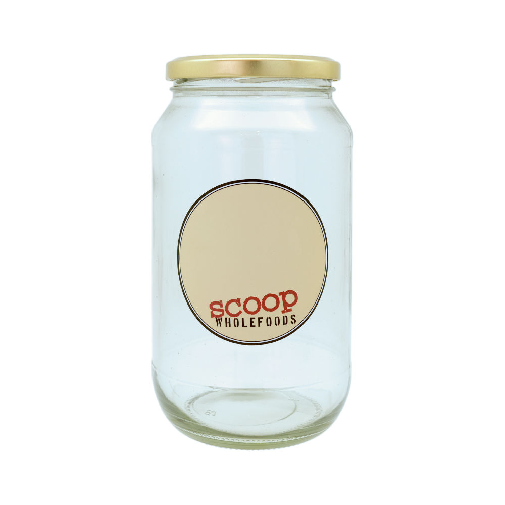 Clear Glass Jar with Gold Cap 1000ML Scoop Wholefoods Singapore