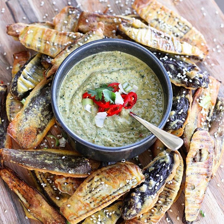 Eggplant Fries With Coriander Satay Sauce