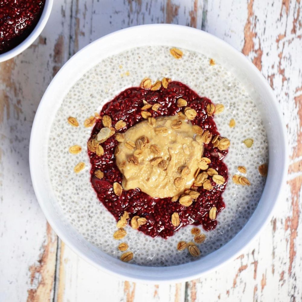 Peanut Butter and Jam Chia Pudding