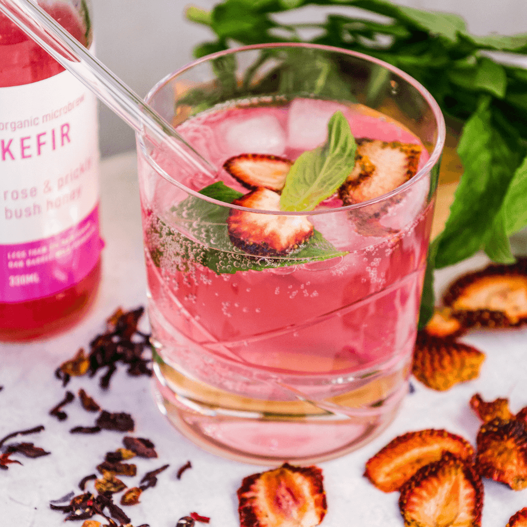 Strawberry & Rose Kefir Mocktail