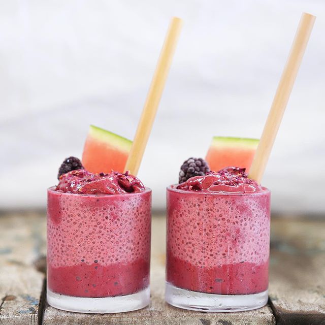 Strawberry & Beet Chia Pudding with Fragrant Berry Smoothie