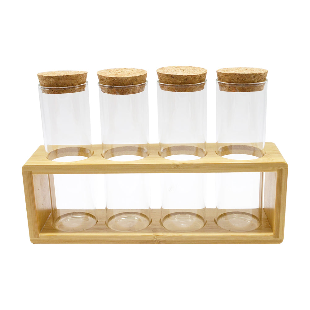 4 Glass Tube 4.5Cm With Stand Kitchen And Dining