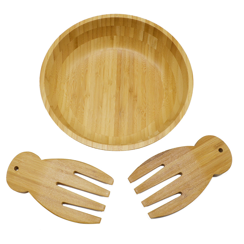 Bamboo Salad Bowl Set Kitchen And Dining
