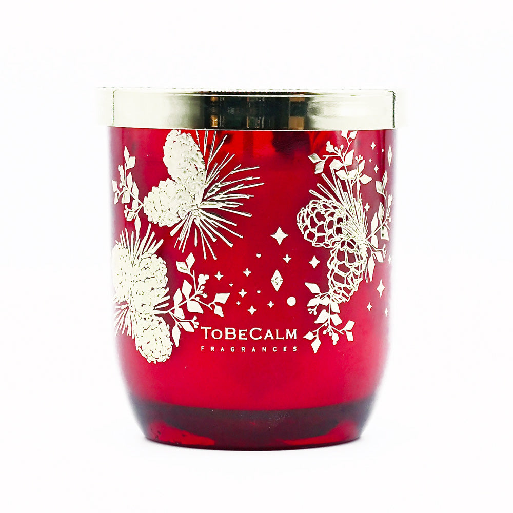 Glass Candle - Red Christmas