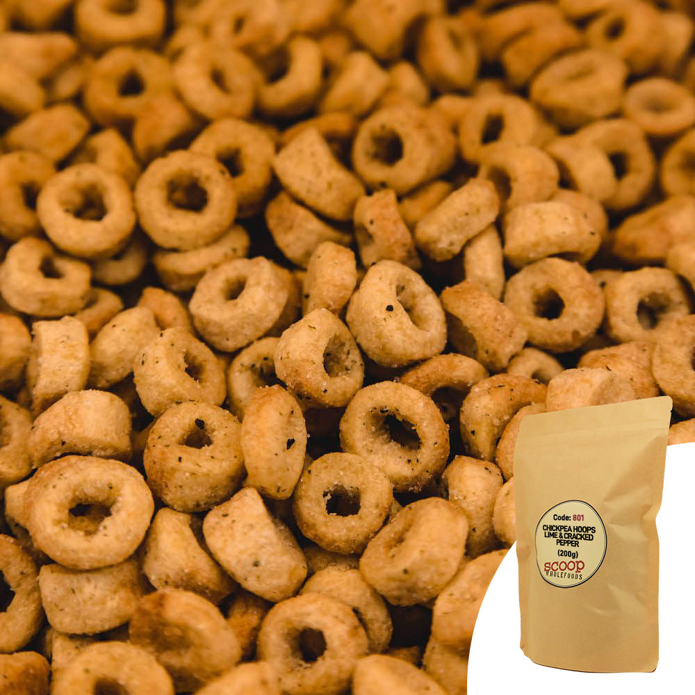 Lime & Pepper Chickpea Hoops Pouch 200G Snacks