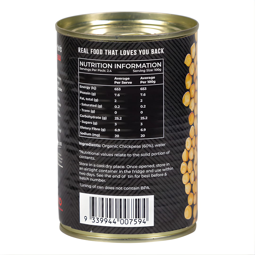 Organic Chickpeas In Water 400G