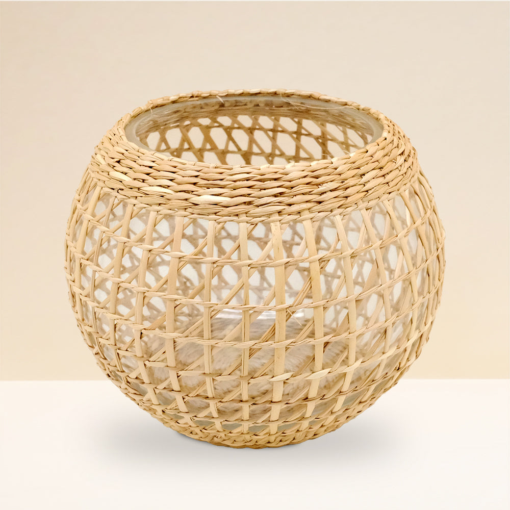 Glass Vase With Seagrass Weaving Kitchen And Dining