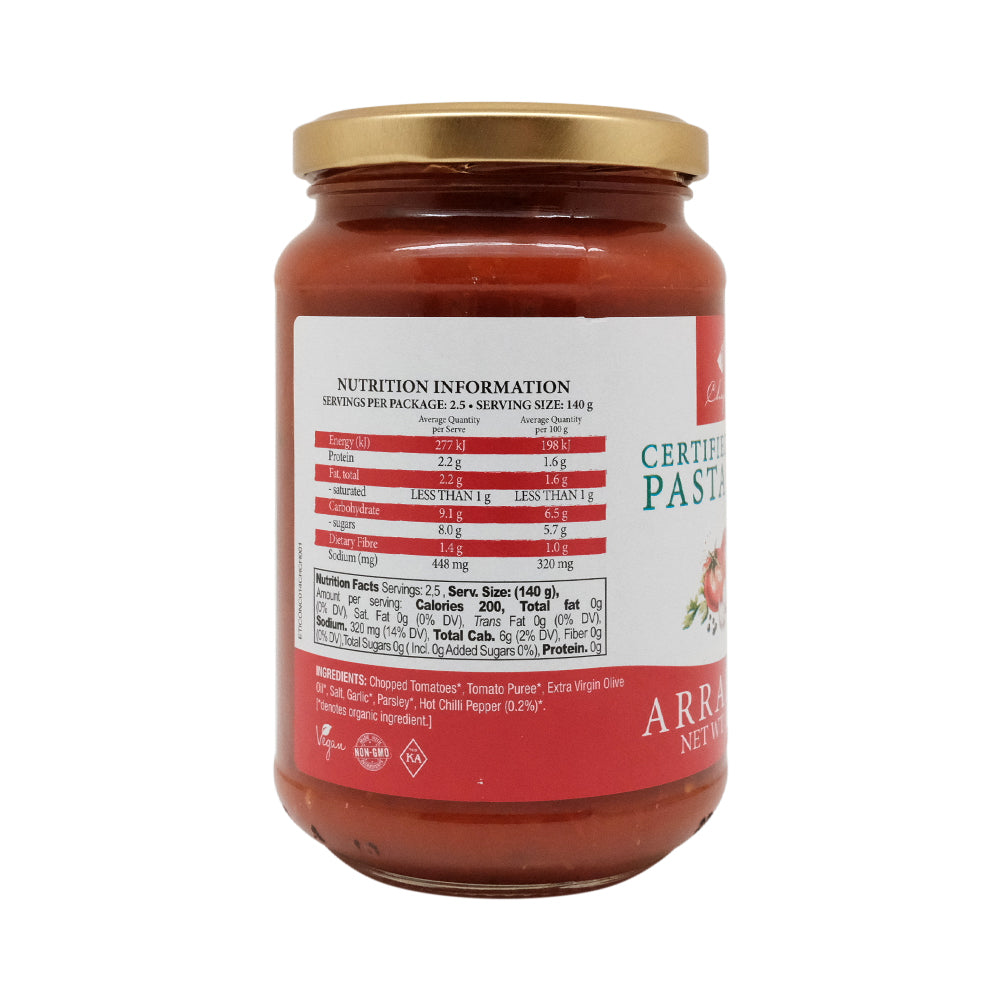 Organic Arrabbiata Pasta Sauce with Chilli Pepper Sauce And Paste