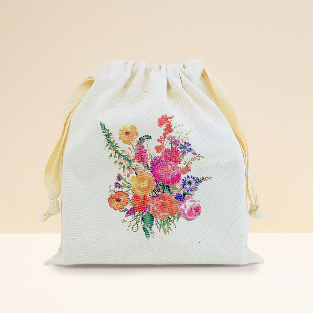 Drawstring Bag Floral Bouquet Cb Kitchen And Dining