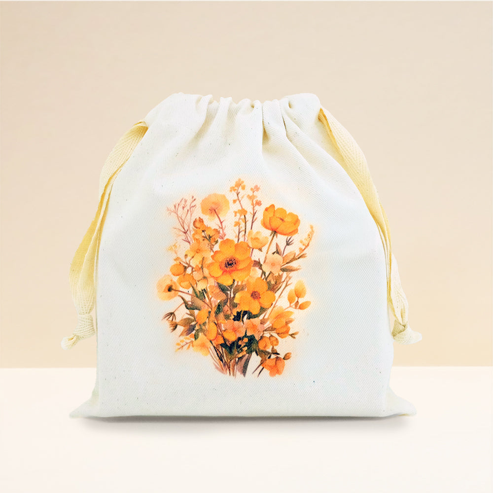 Drawstring Bag Yellow Flowers Cb Kitchen And Dining