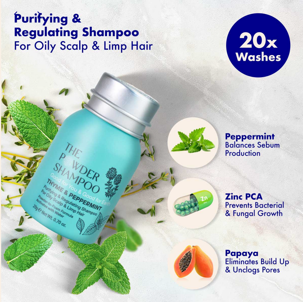 The Powder Shampoo Purifying & Regulating Shampoo (Thyme & Mint) 20G