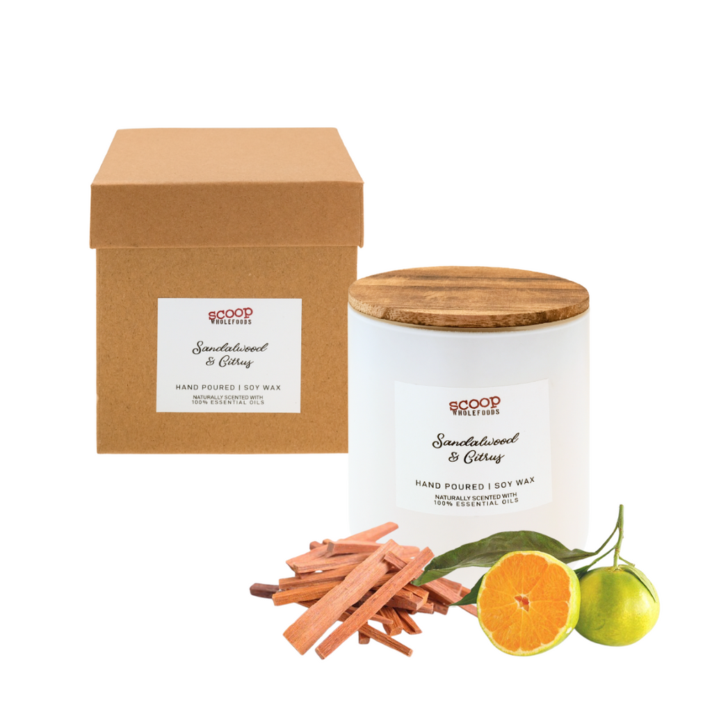 Soy Wax Candle in Sandalwood & Citrus Large