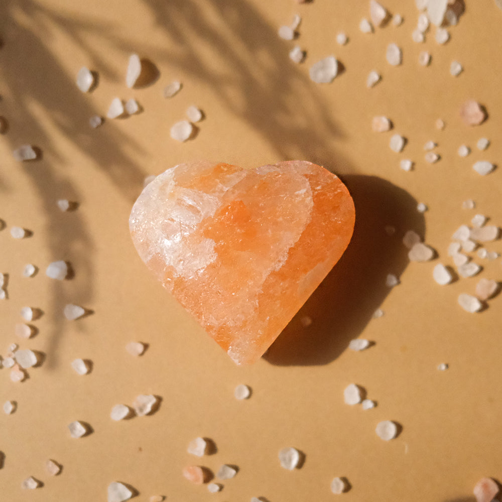 Rock Salt Massage Heart Stones (Palm Size)