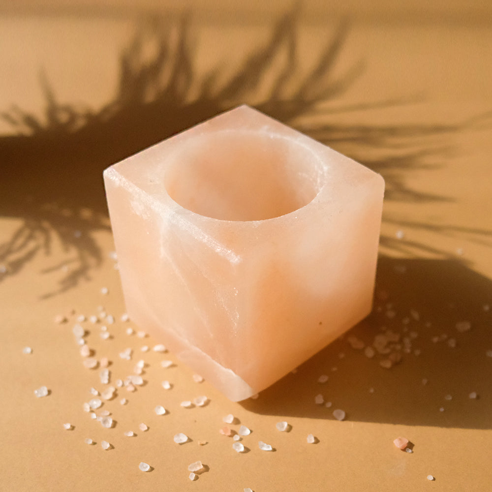 Rock Salt Candle Holder 3”X3”X3” Square Salts