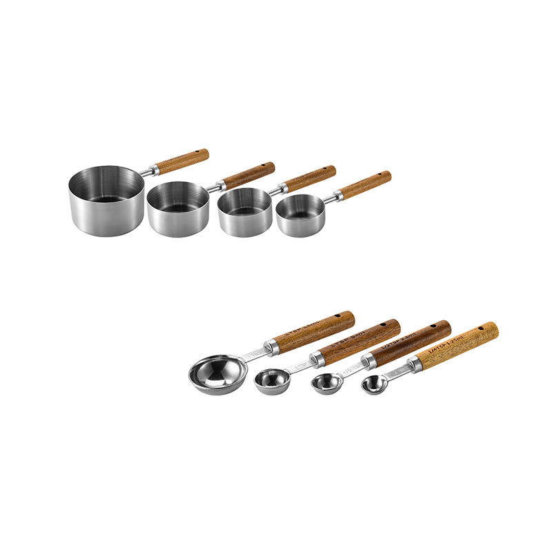 Stainless Steel With Bamboo Handle Measuring Spoon