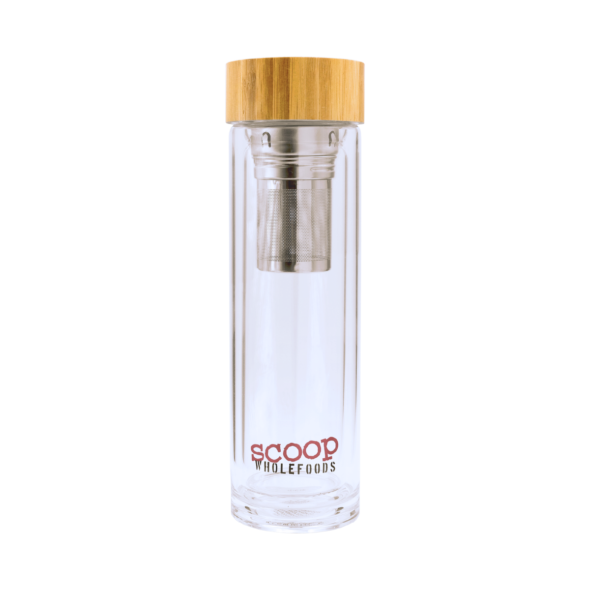 Bamboo Lid Double Wall Glass Tea Bottle 450ML Kitchen And Dining