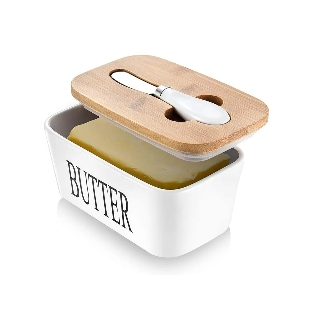 Ceramic Butter Storage Box - White