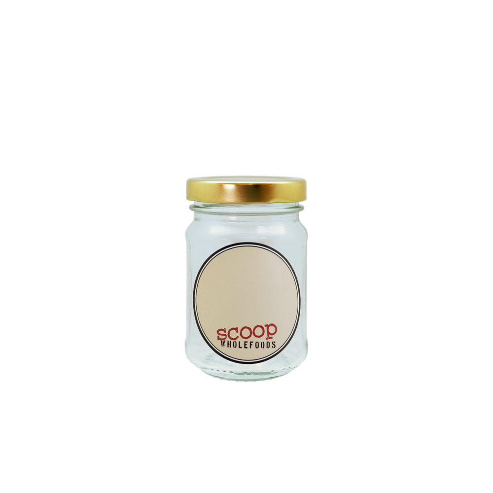 Clear Glass Jar with Gold Cap 150ML Reusable Bag